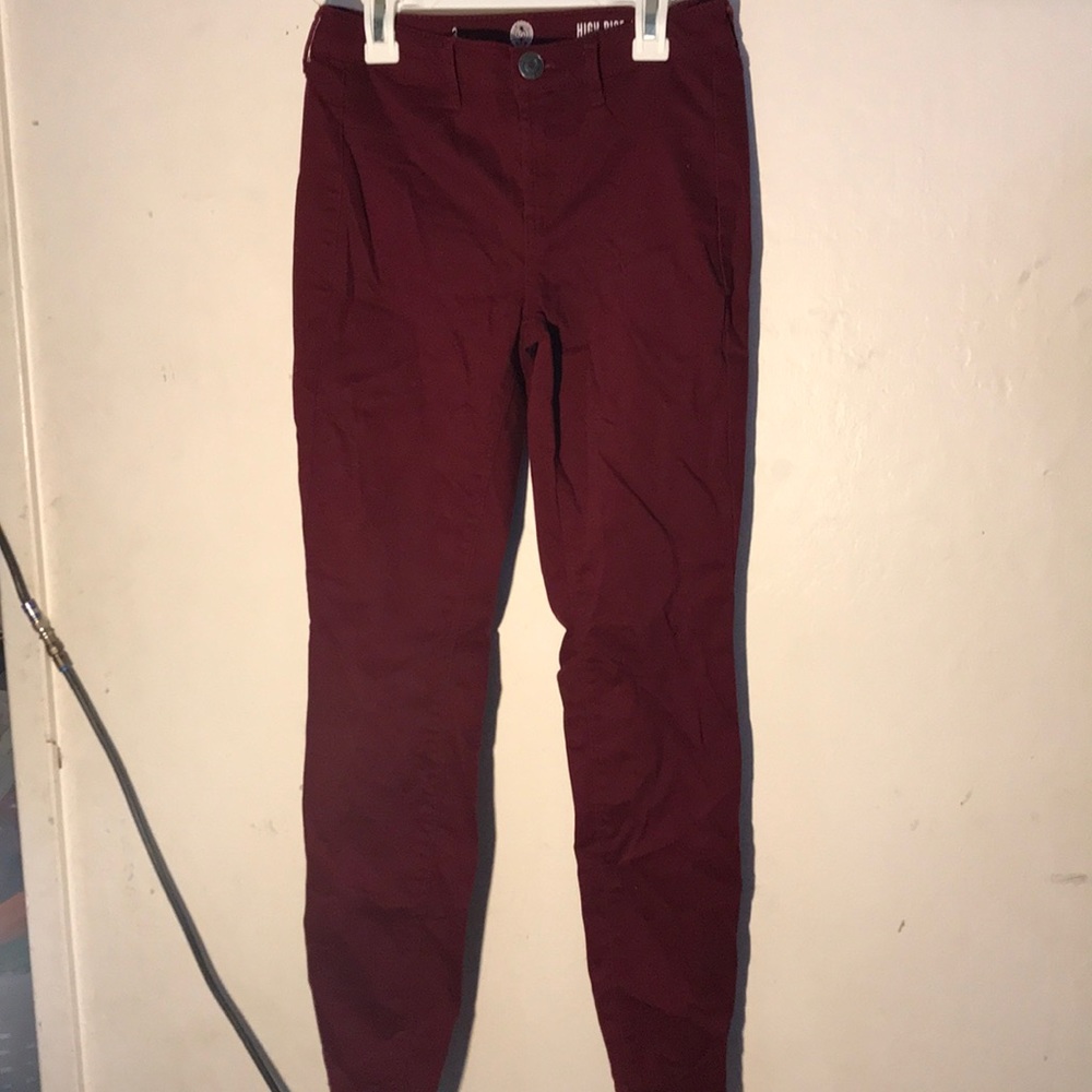 Burgundy skinny jeans